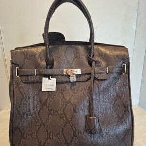 KC Jagger Brown Snakeskin Embossed Travel Tote Bag-Pre-Owned, Great Condition